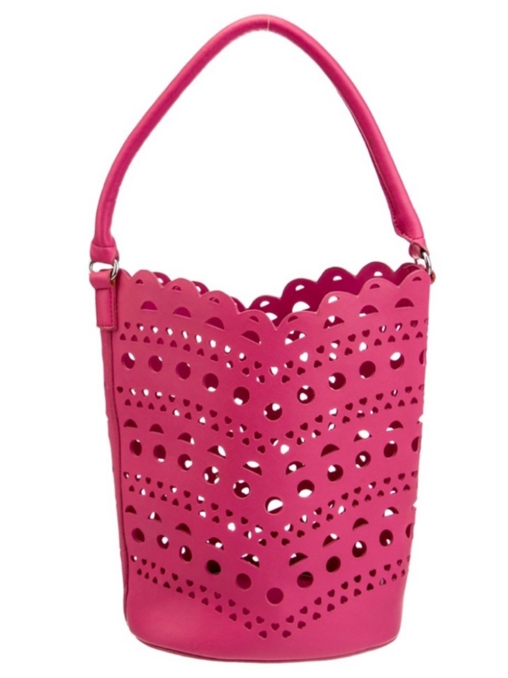 Neiman Marcus Hot Pink Laser-Cut Bucket Hobo